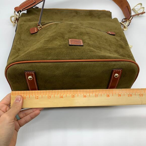 Dooney & Bourke Olive Green and Brown leather Shoulder Bag - Picture 5 of 16
